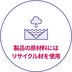 製品の原材料にはリサイクル材を使用