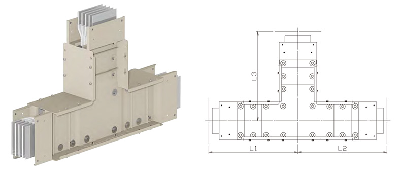 Vertical jointing unit used to branch bus duct in three directions