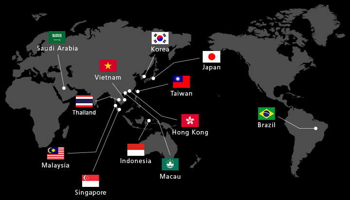 Countries where the Network Floor has been sold image map